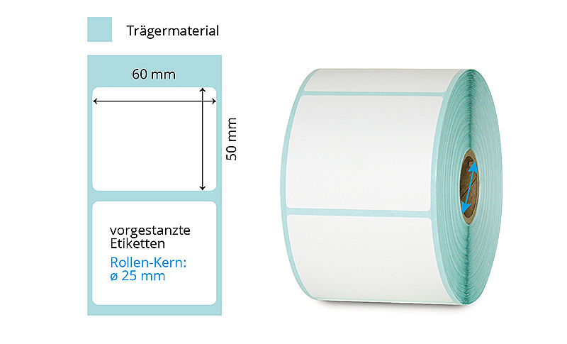 Ablösbare Laboretiketten auf Rolle gewickelt