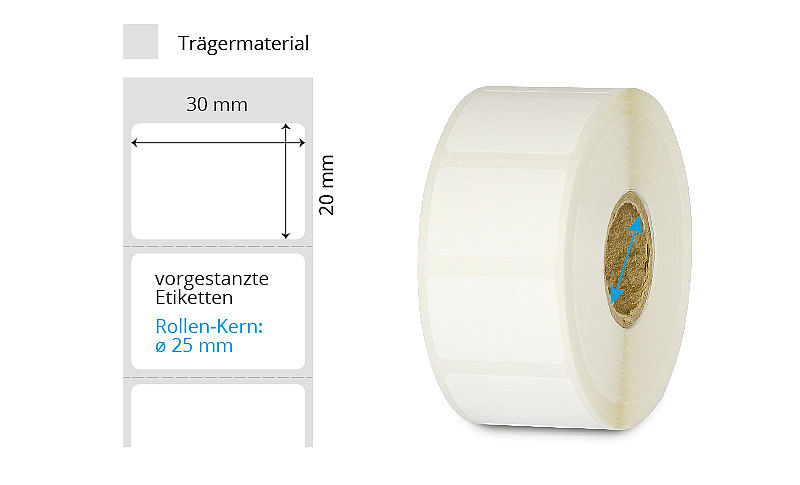 weisse Thermotransfer Etiketten 30 x 20 mm