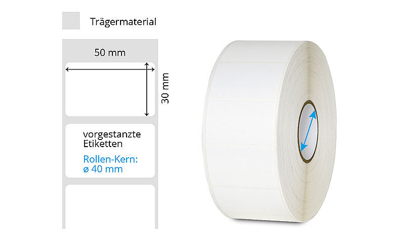 Weisse Laboretiketten auf Rolle