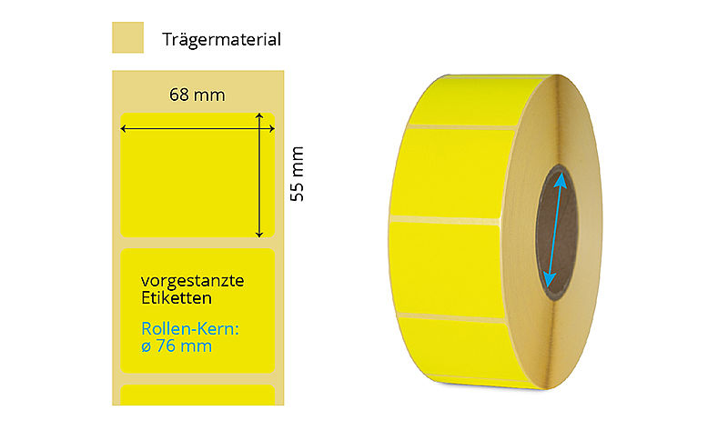 Fluor Gelbe Etiketten auf Rolle
