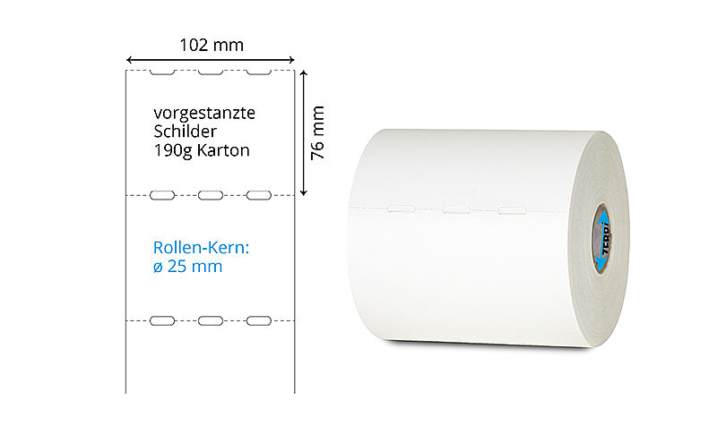 weisse Kartonschilder auf Rolle