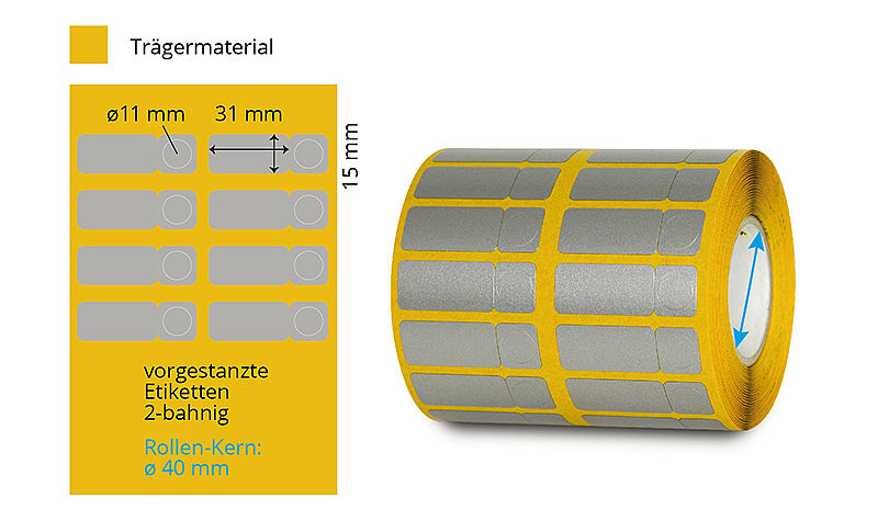 silbrige Laboretiketten etiCalls A5 Cryo auf Rolle