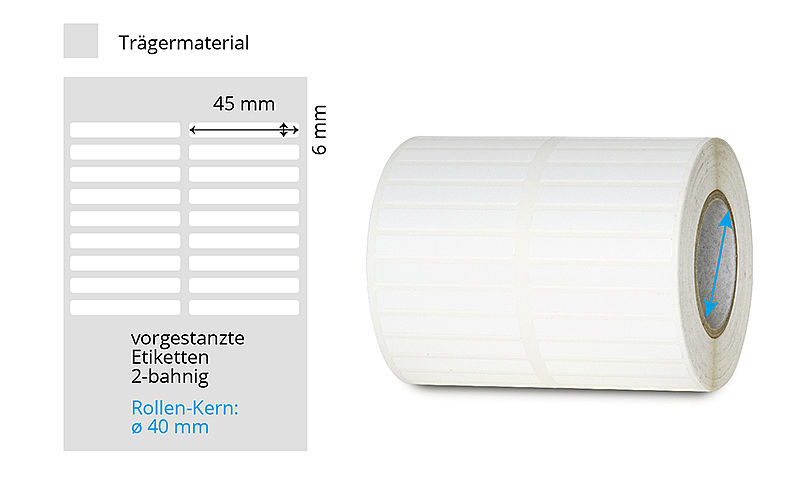 weisse, resistente Laboretiketten 45 x 6 mm