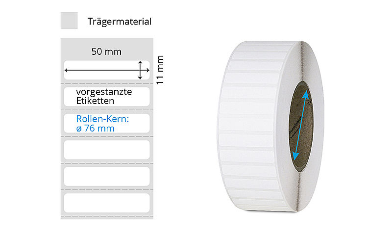 weisse Etiketten aus Kunststoff auf Rolle