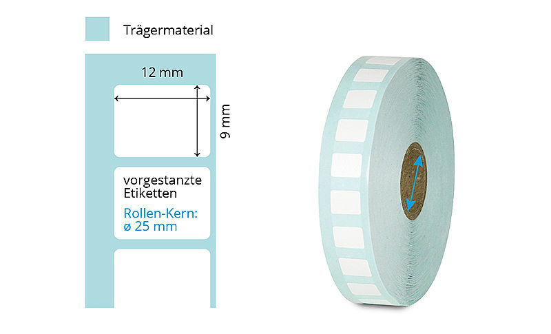 weisse Laboretiketten auf Rolle 12 x 9 mm