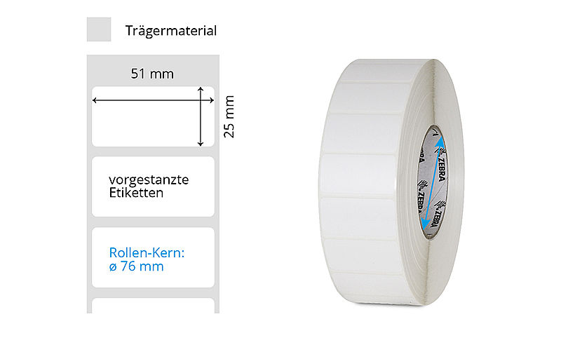 weisse Kunststoff-Etiketten auf Rolle