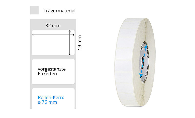 weisse Etiketten aus Kunststoff auf Rolle