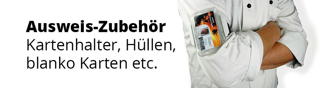 Vielseitiges Ausweis-Zubehör z.B. Kartenhalter, Hüllen, blanko Karten, Jojos, Lanyards etc.