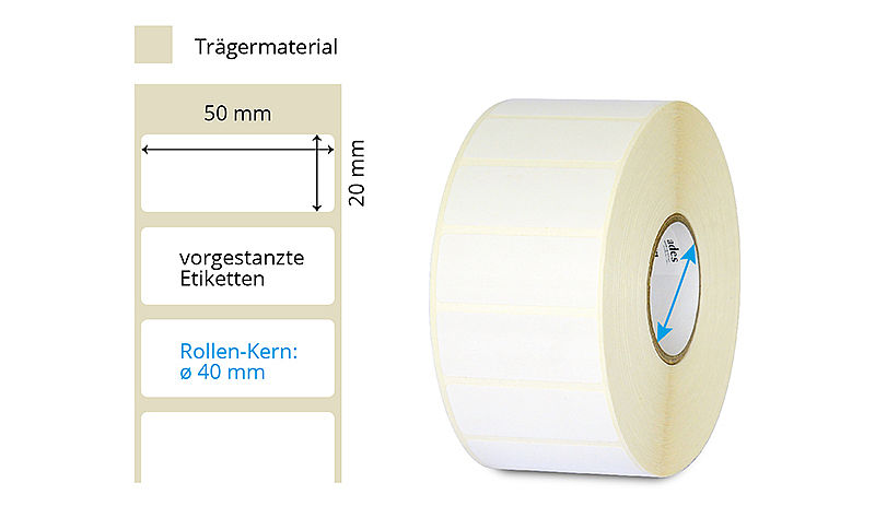 Extrem resistente Etiketten im Format 50x20mm