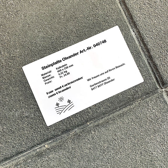 Steinplatten-Etiketten