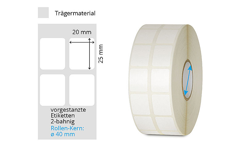 weisse Laboretikettenrollen Format 20 x 25 mm