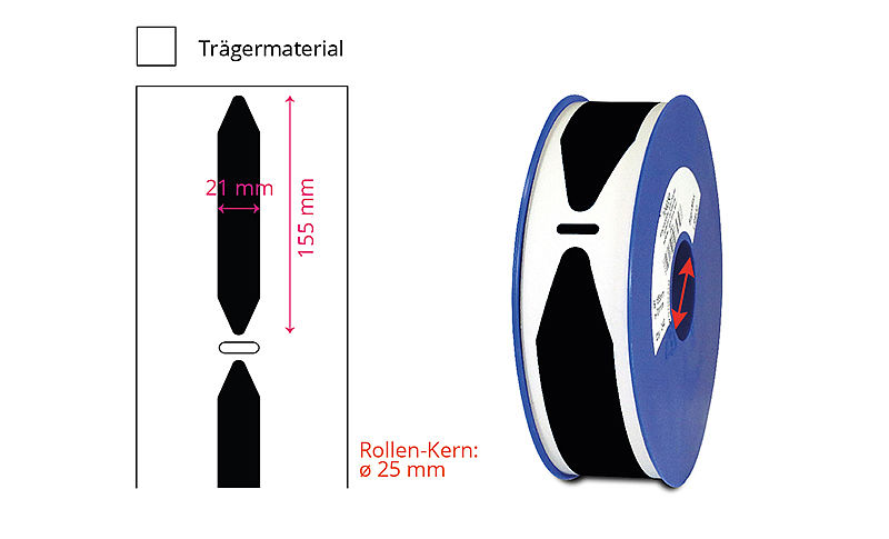 Schwarze Rohrmarkierer-Etiketten 21x155mm