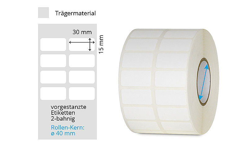 weisse Laboretiketten auf Rolle 2-bahnig