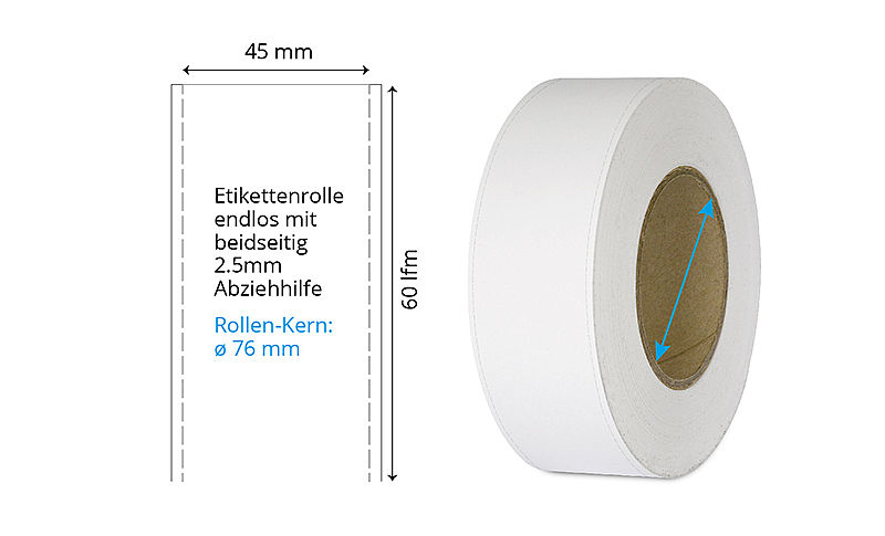 Polypropylen Kunststoff-Etiketten 45 mm x 60 lfm