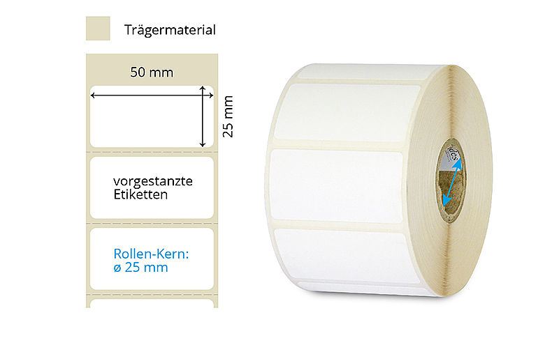 Weiss matte Etiketten 50x25mm ab Rolle