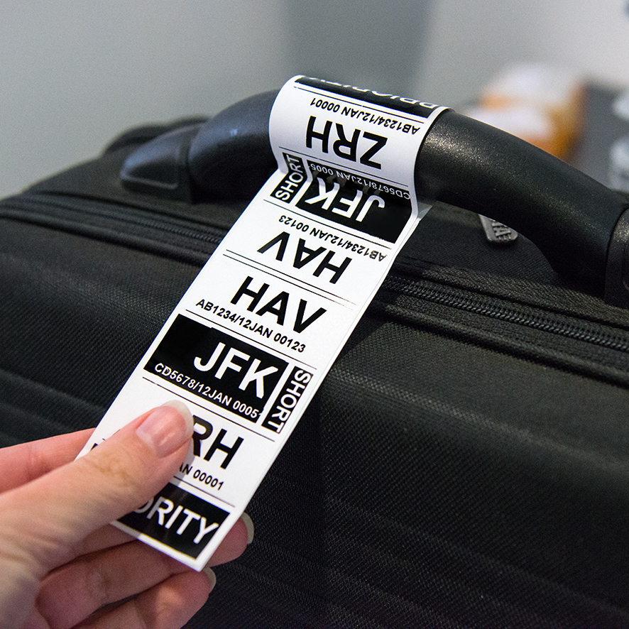 Schlaufen-Etiketten mit Kaltsiegel Kleber