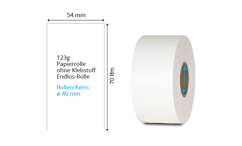 040594 Papierrolle für Terminkarten 54mmx70m Kartonpapier Rolle mit Endlos-Format 54mm x 70lfm für das Erstellen von individuellen Terminkarten