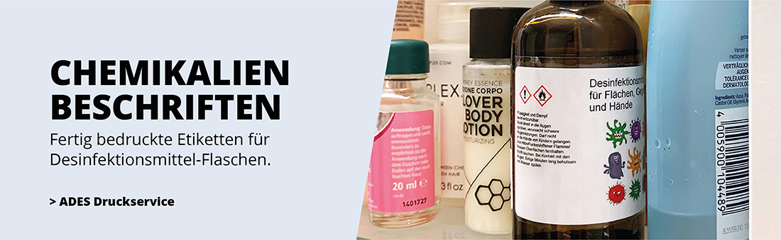Individuell bedruckte Desinfektionsmittel-Etiketten nach Ihren Wünschen